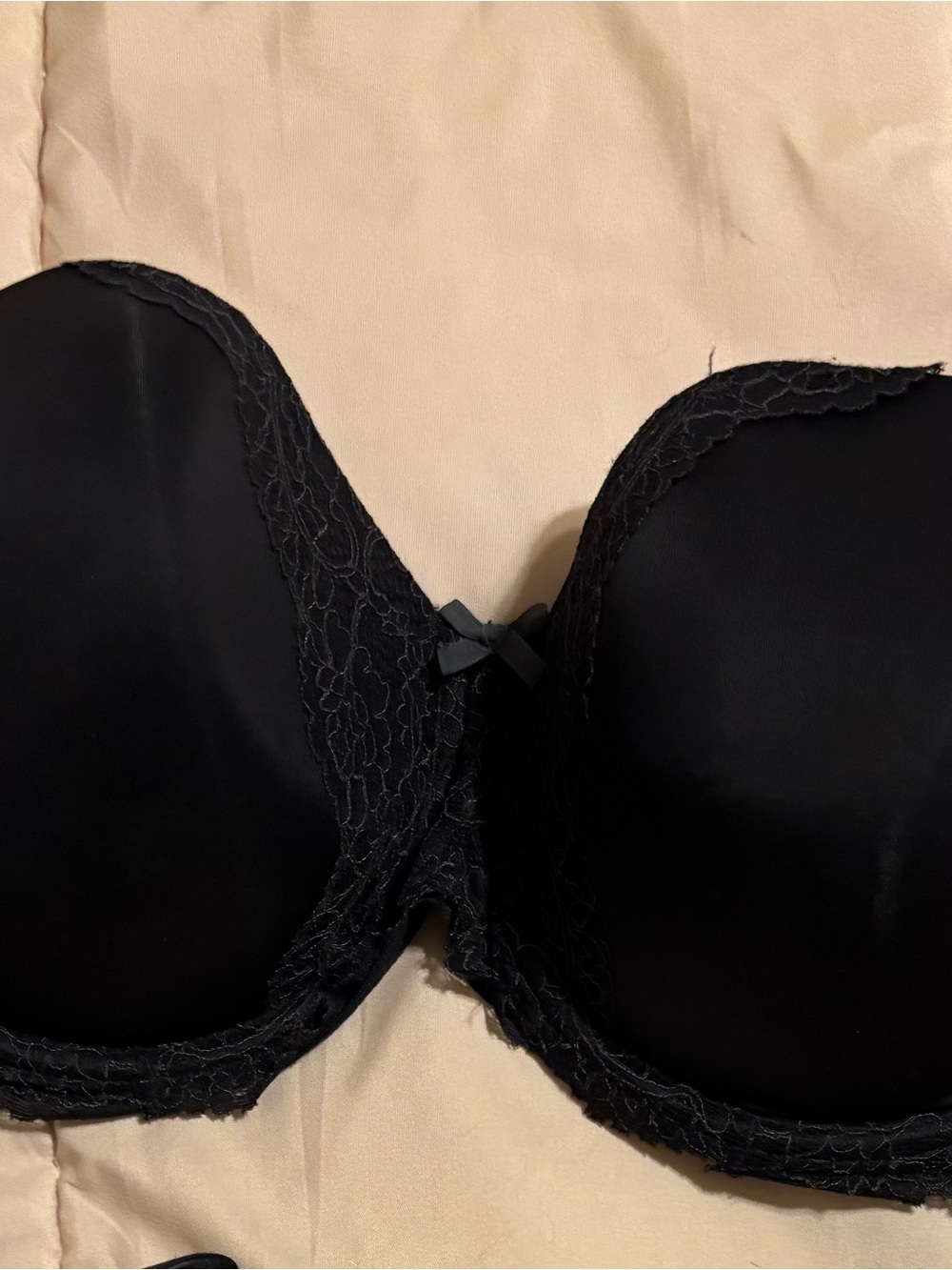 Victoria's Secret Black Strapless Lace-Trim Bra